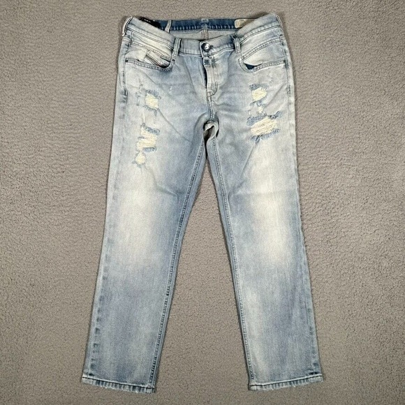 Diesel Jeans Womens 31x26 Blue Belthy Ankle Slim Casual Distressed Denim Italy‎ - Picture 1 of 13